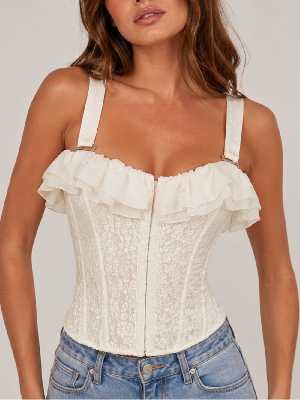 We Are HAH "Seams Like a Princess" Lace Ruffle Corset Top